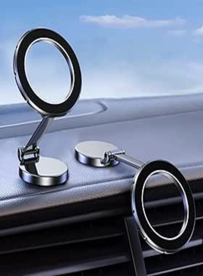Magnetic Car Phone Holder – 360° Rotation, Alloy Folding Ultra Magnetic Mount, Universal for All Cell Phones, Magsafe Compatible